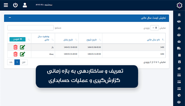 تنظیم سال مالی و پیکربندی انبار در تارال
